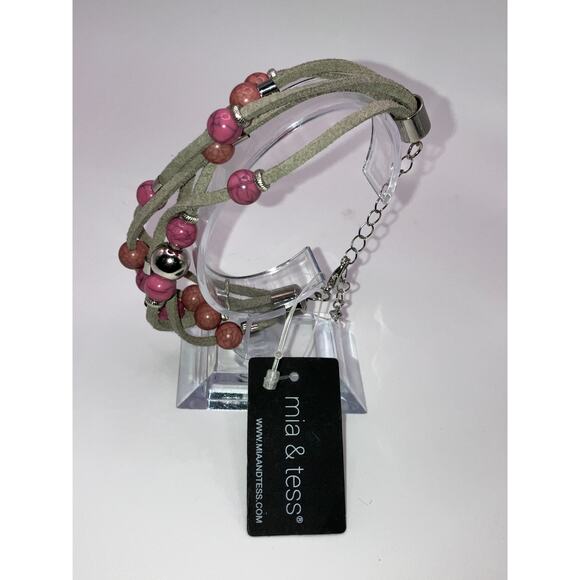 NWT! Mia & Tess Beaded Suede Illusion Mauve 9.5" Bracelet! - Picture 9 of 16